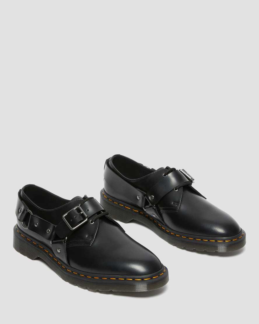 Dr Martens Henree Polished Smooth Leather Women Buckle Shoes Black | 16DYGSUQP