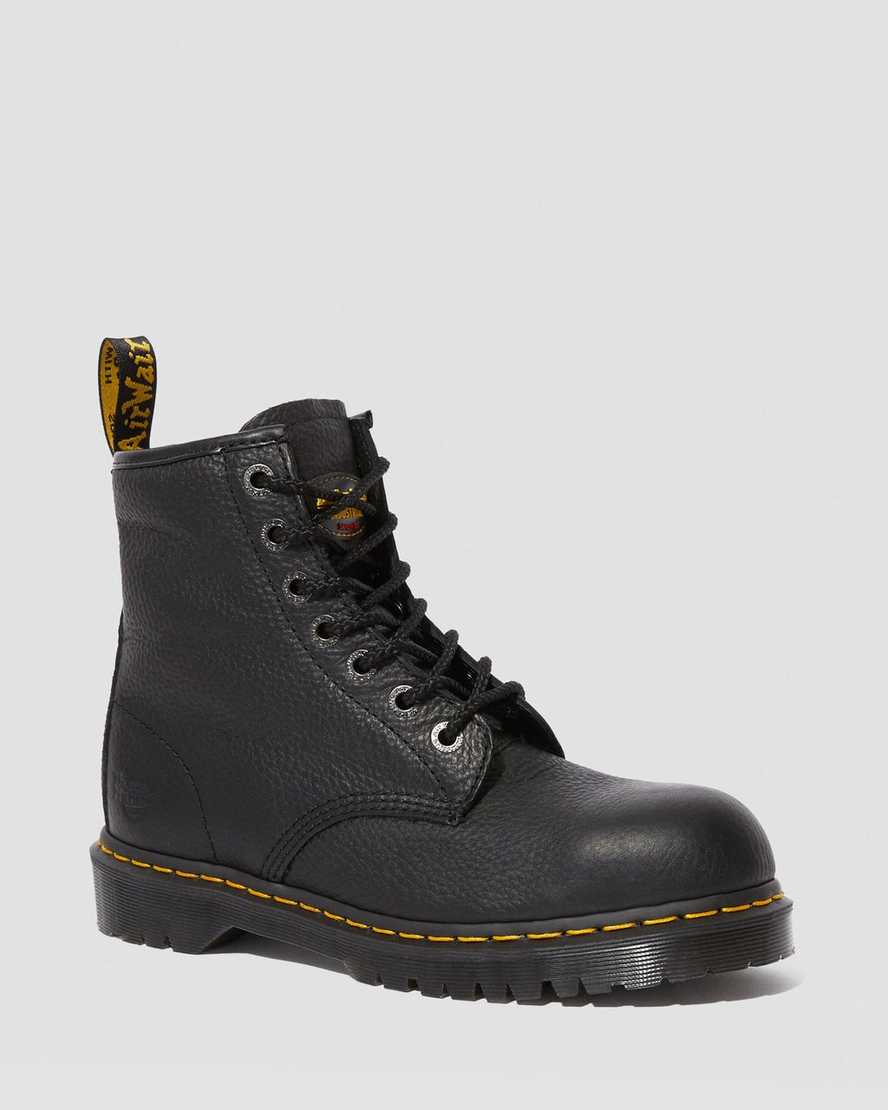 Dr Martens Icon 7B10 Leather Steel Toe Work Women Lace Up Boots Black | 65JFINLDT