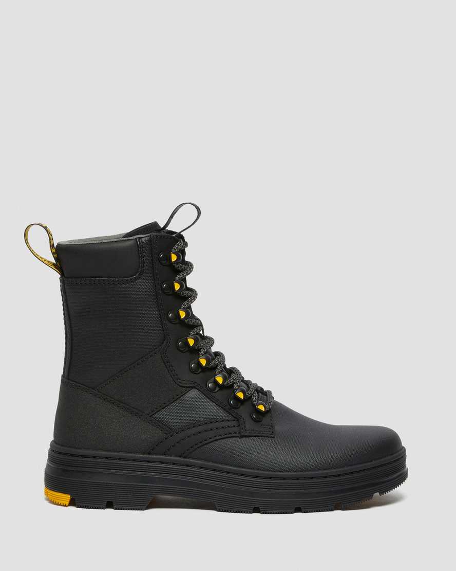 Dr Martens Iowa Coated Canvas Mix Men Lace Up Boots Black | 91ZLKCBVH