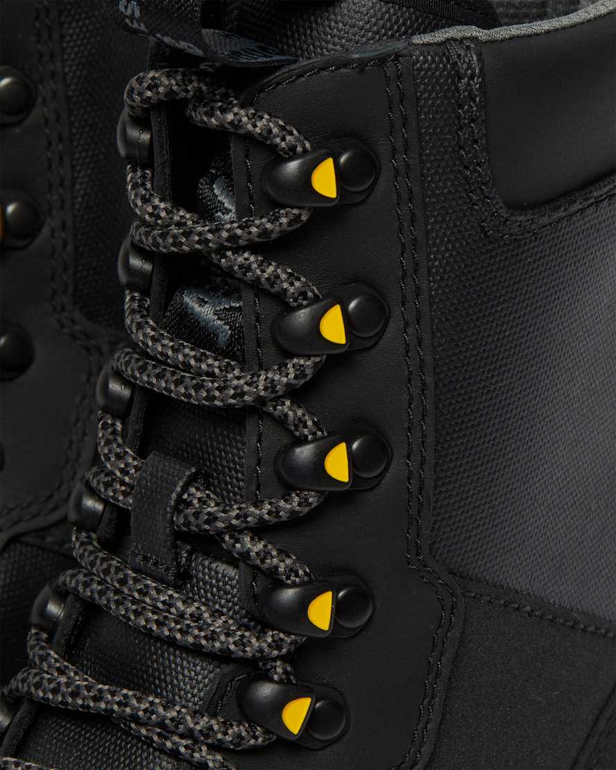 Dr Martens Iowa Coated Canvas Mix Men Lace Up Boots Black | 91ZLKCBVH