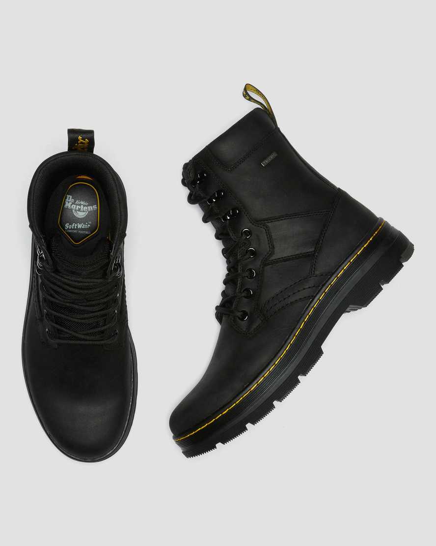 Dr Martens Iowa Waterproof Poly Men Lace Up Boots Black | 95WZTUVLK