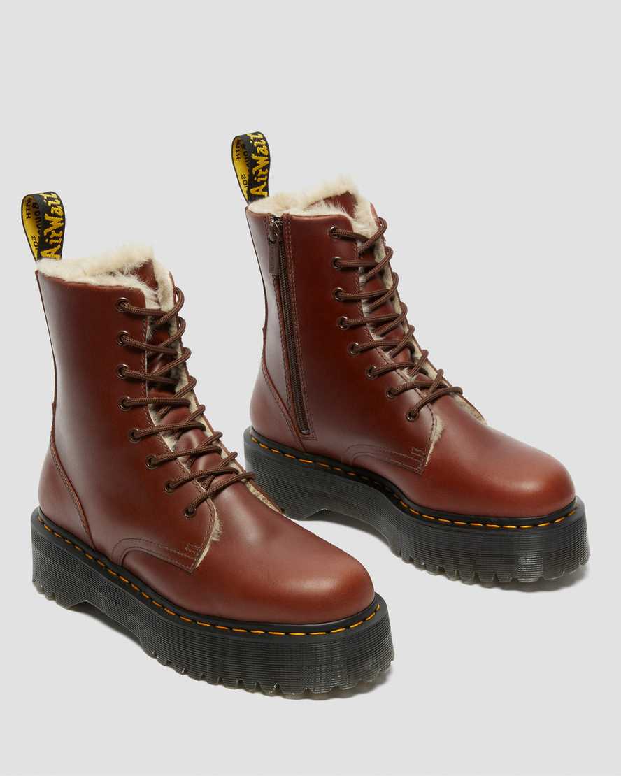 Dr Martens Jadon Faux Fur Lined Men Lace Up Boots Brown | 86MRPZTDH