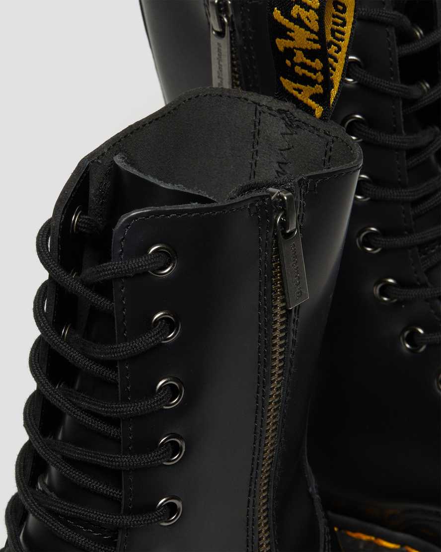 Dr Martens Jadon Hi Smooth Leather Zip Up Women Boots Black | 93ANIYQCB