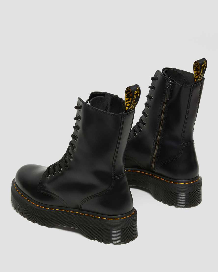 Dr Martens Jadon Hi Smooth Leather Zip Up Women Boots Black | 93ANIYQCB