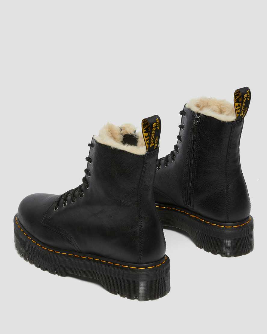 Dr Martens Jadon Leather Faux Fur Lined Platform Men Lace Up Boots Black | 35YMXHJWG