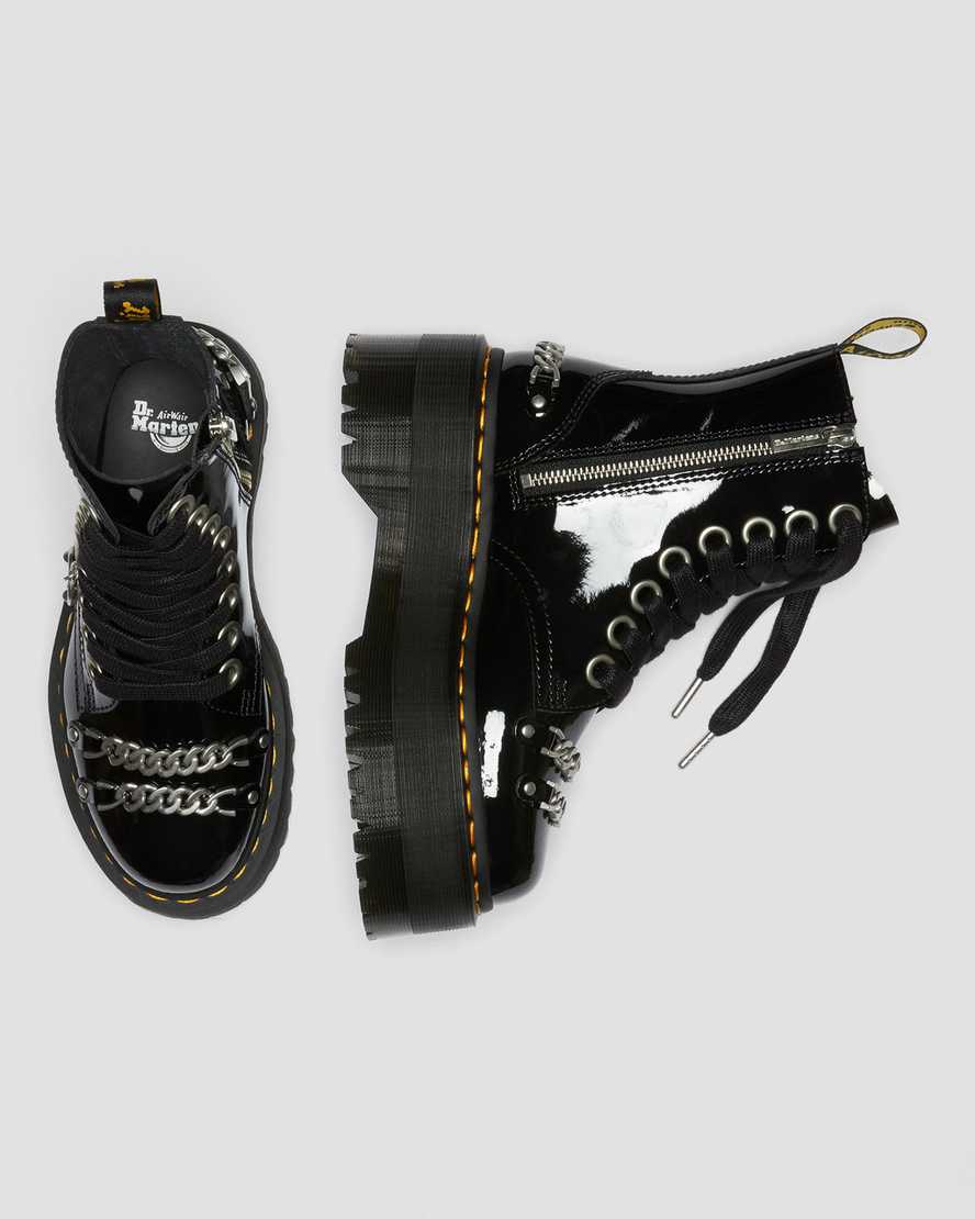 Dr Martens Jadon Max Chain Patent Leather Women Patent Boots Black | 97AZCGQIR