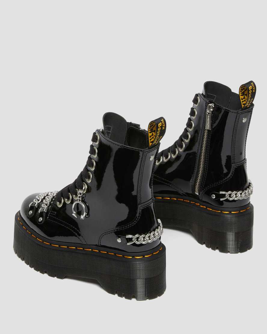 Dr Martens Jadon Max Chain Patent Leather Women Patent Boots Black | 97AZCGQIR