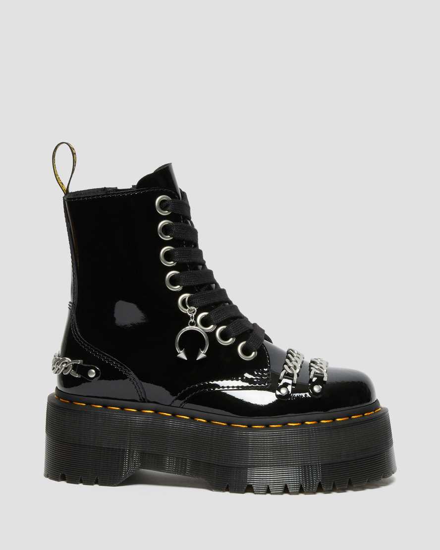 Dr Martens Jadon Max Chain Patent Leather Women Patent Boots Black | 97AZCGQIR