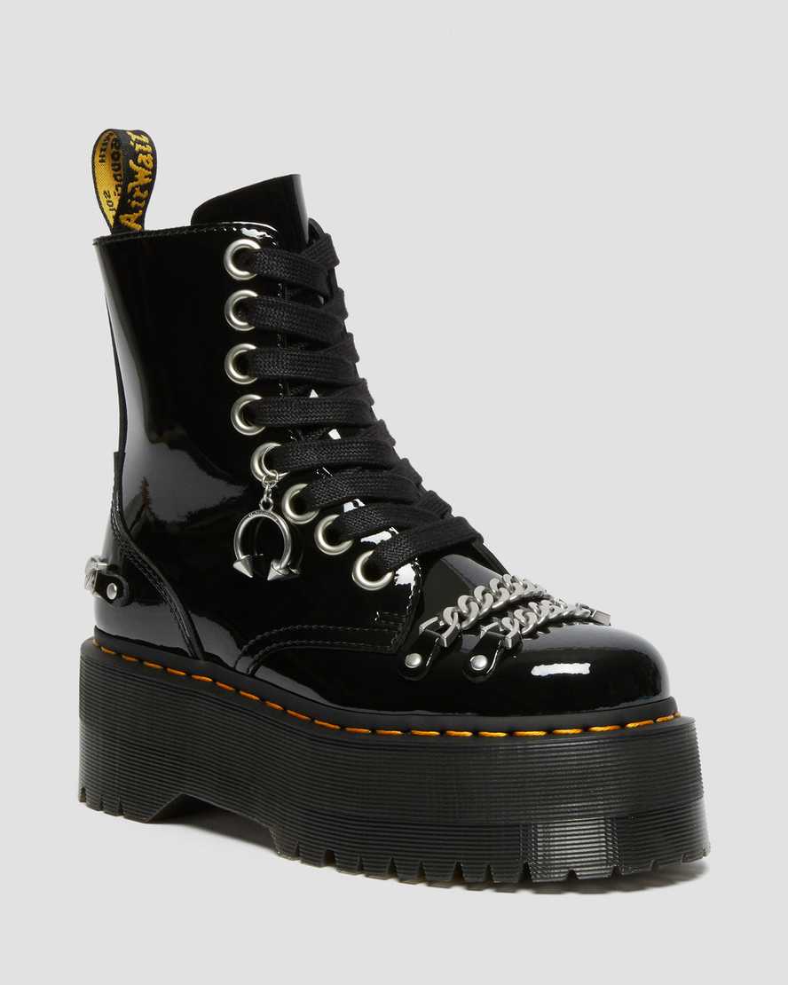 Dr Martens Jadon Max Chain Patent Leather Women Patent Boots Black | 97AZCGQIR