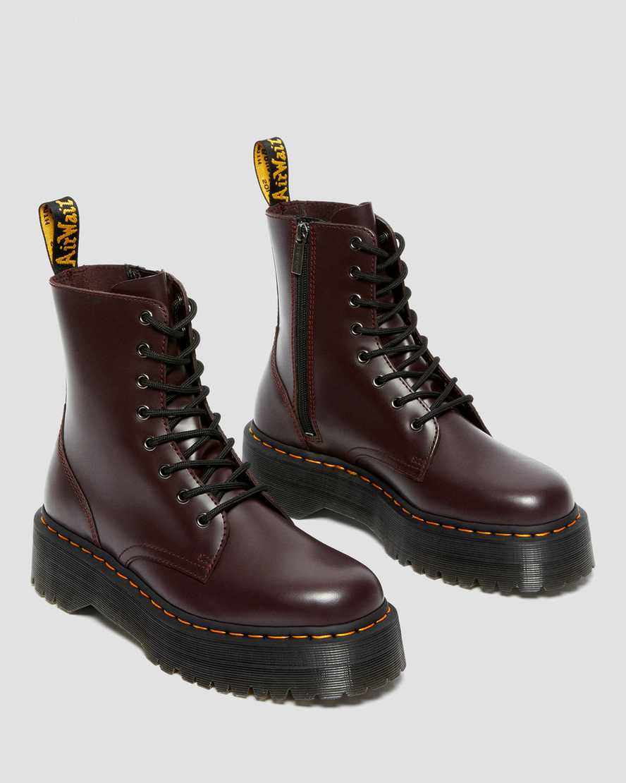 Dr Martens Jadon Smooth Leather Men Lace Up Boots Burgundy | 73AQJHILD