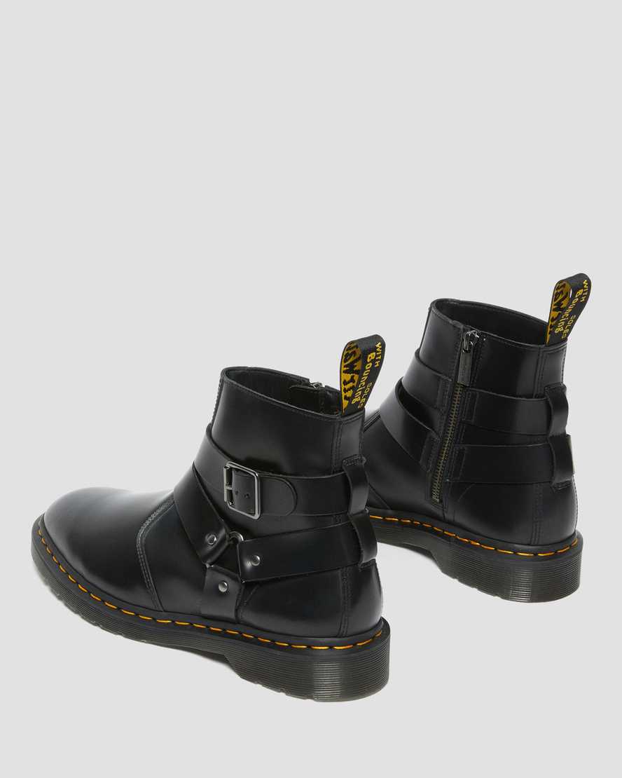 Dr Martens Jaimes Leather Harness Zip Up Men Boots Black | 54ZAQLHCT