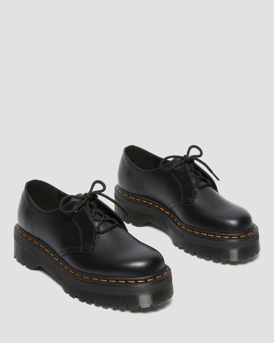 Dr Martens Jarrick Lo Smooth Leather Women Platform Shoes Black | 93MCXVBKL