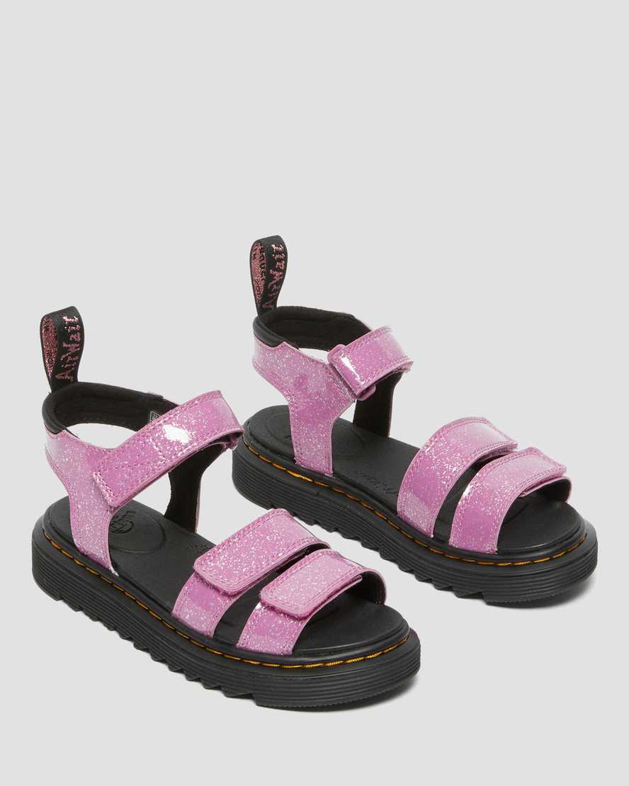 Dr Martens Junior Klaire Kids' Glitter Sandals Pink | 12QYSILHN