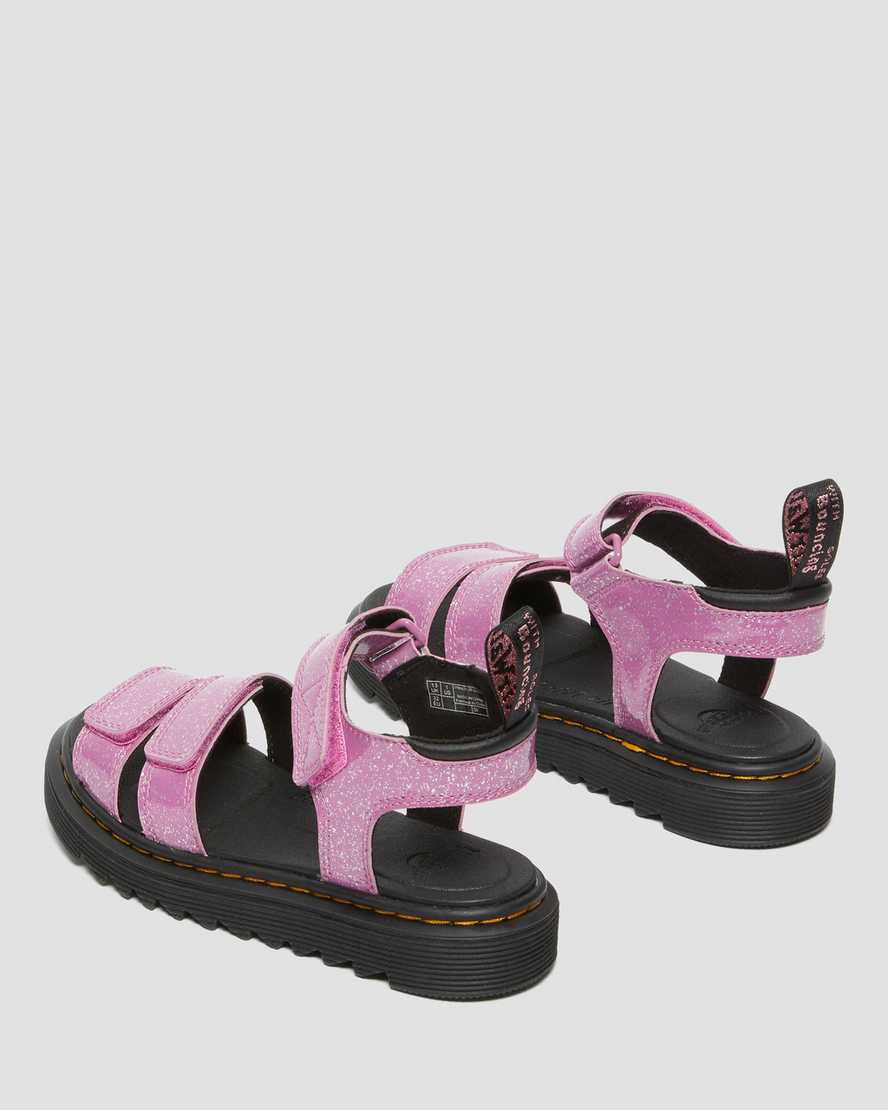 Dr Martens Junior Klaire Kids' Glitter Sandals Pink | 12QYSILHN