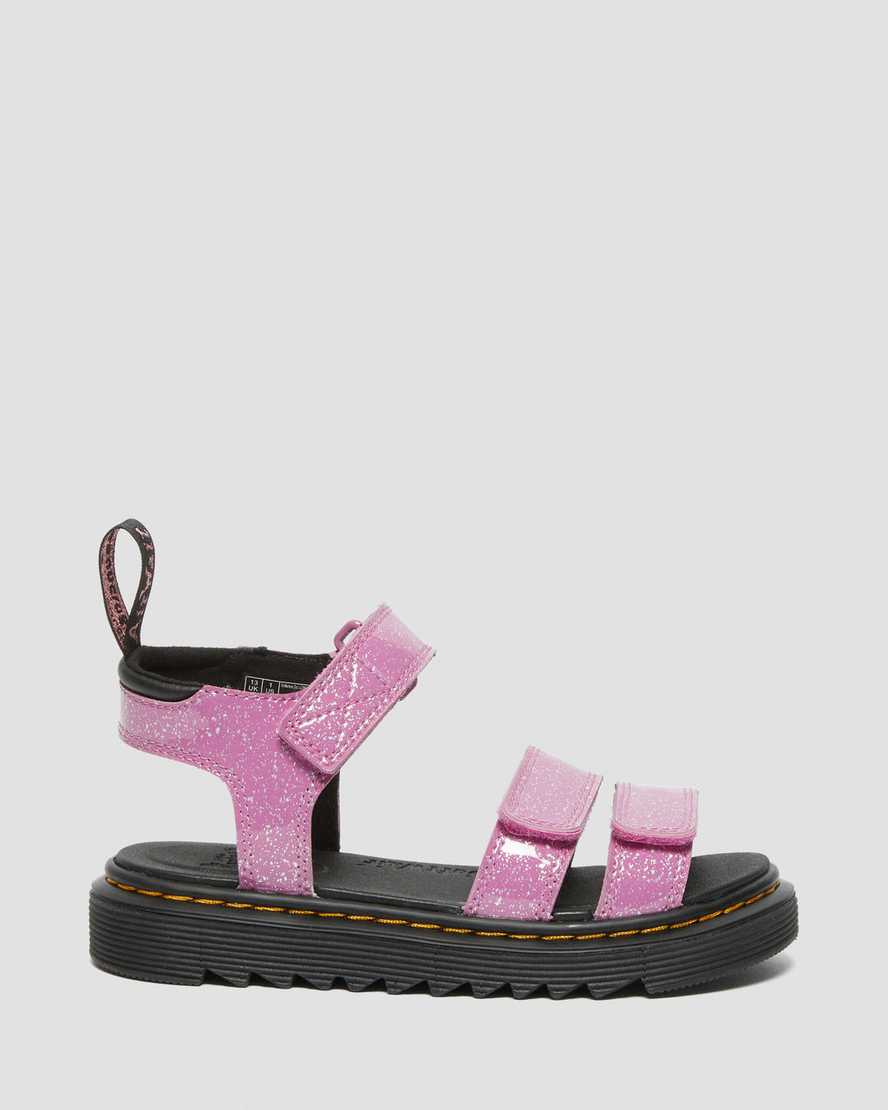 Dr Martens Junior Klaire Kids' Glitter Sandals Pink | 12QYSILHN