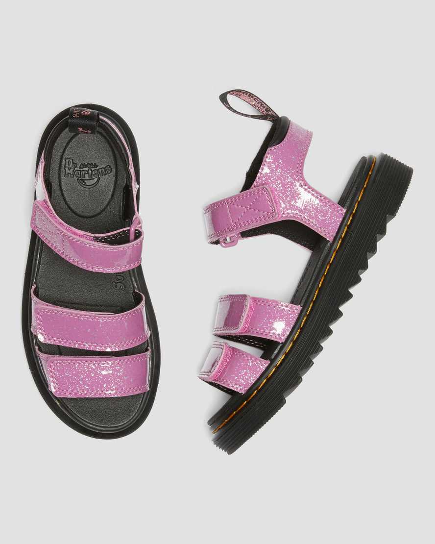 Dr Martens Junior Klaire Kids' Glitter Sandals Pink | 12QYSILHN