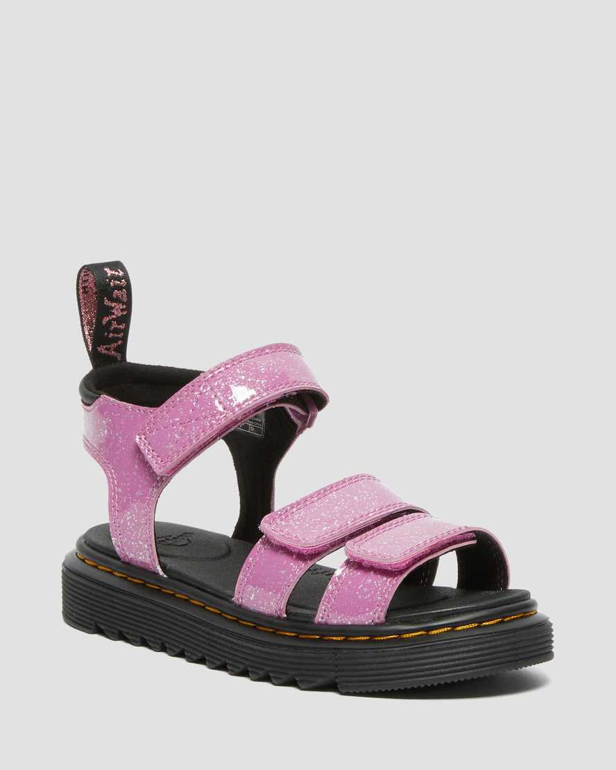 Dr Martens Junior Klaire Kids' Glitter Sandals Pink | 12QYSILHN