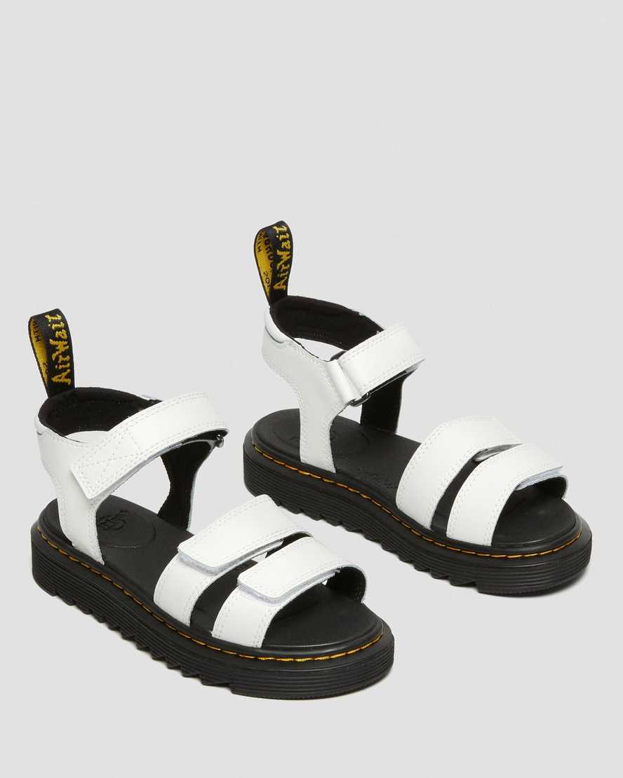 Dr Martens Junior Klaire Leather Kids' Strap Sandals White | 45GBZTFSX