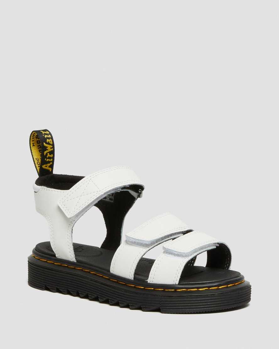 Dr Martens Junior Klaire Leather Kids' Strap Sandals White | 45GBZTFSX