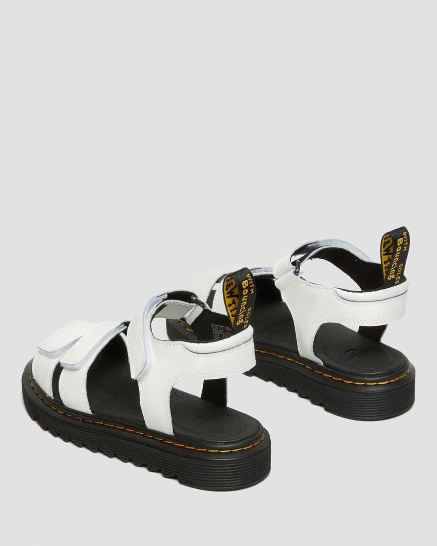 Dr Martens Junior Klaire Leather Kids' Strap Sandals White | 45GBZTFSX