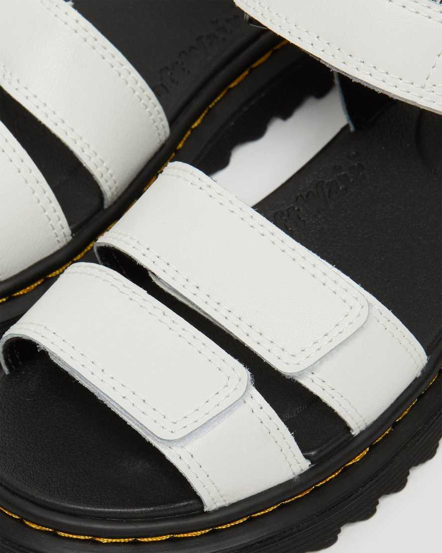 Dr Martens Junior Klaire Leather Kids' Strap Sandals White | 45GBZTFSX