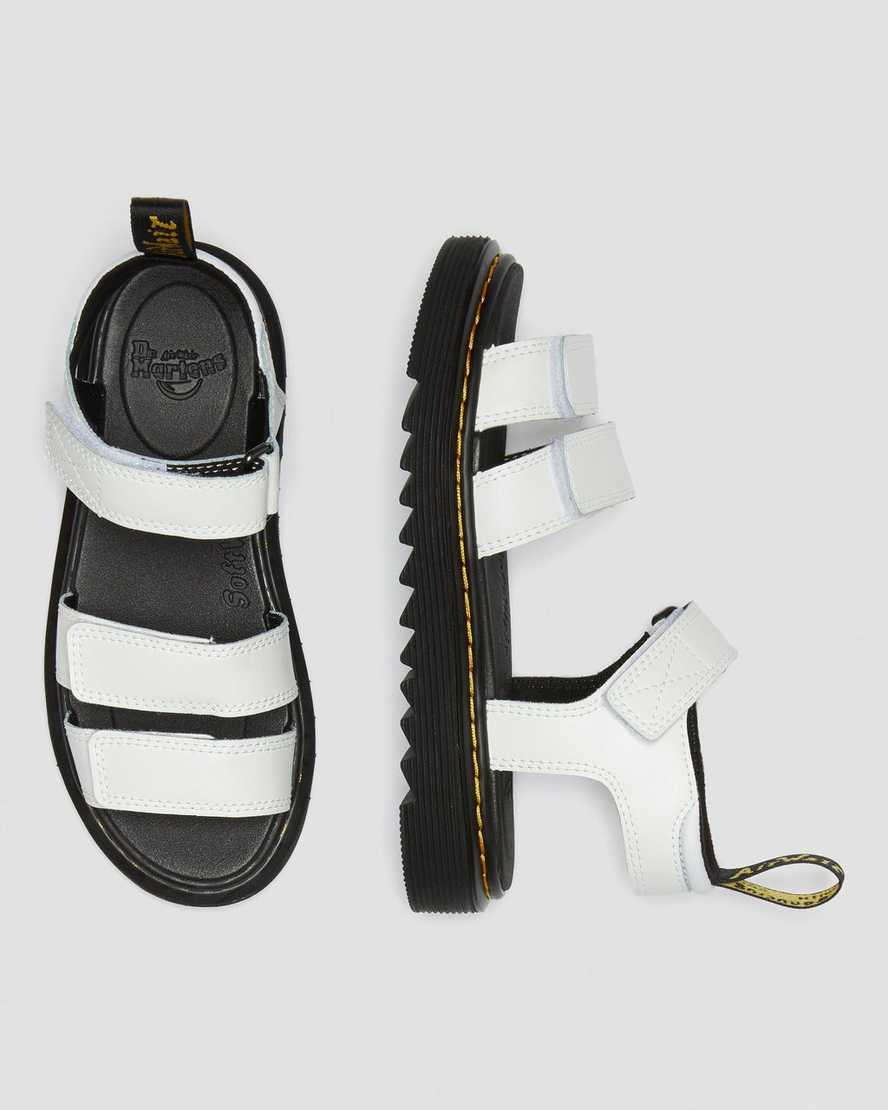 Dr Martens Junior Klaire Leather Kids' Strap Sandals White | 45GBZTFSX