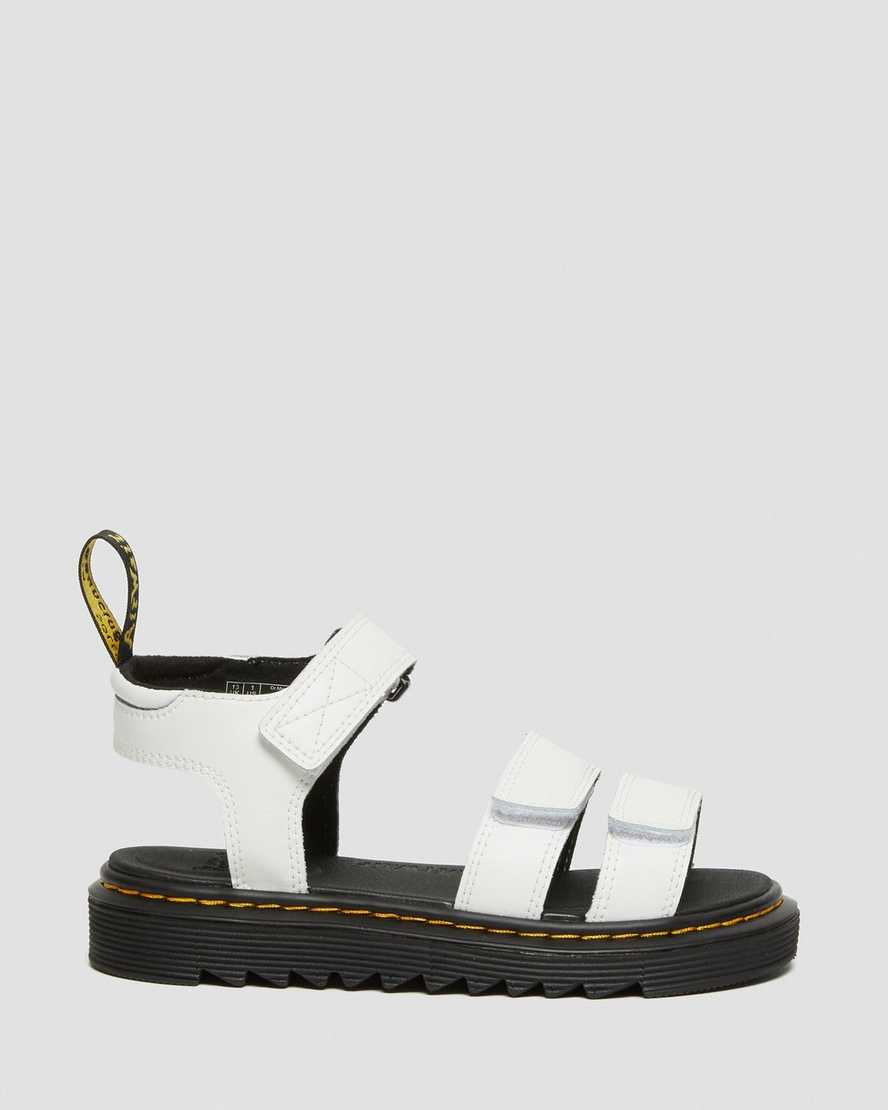 Dr Martens Junior Klaire Leather Kids' Strap Sandals White | 45GBZTFSX