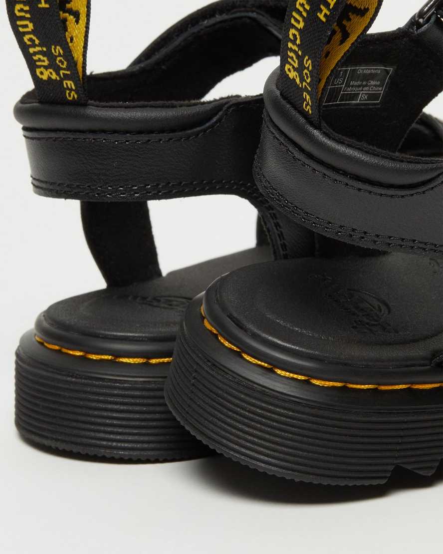 Dr Martens Junior Klaire Leather Kids' Strap Sandals Black | 86XMNSGBI