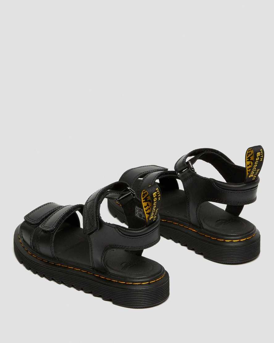 Dr Martens Junior Klaire Leather Kids' Strap Sandals Black | 86XMNSGBI