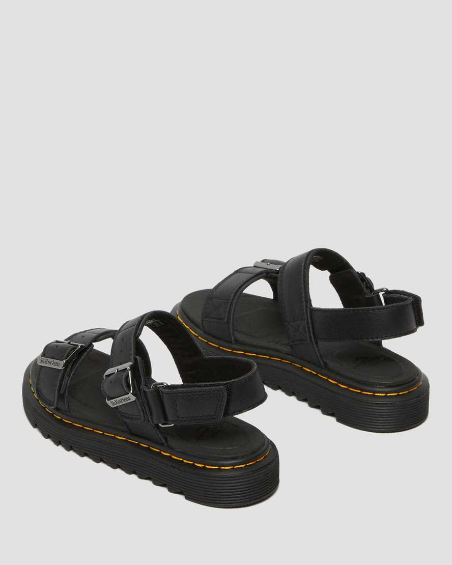 Dr Martens Junior Kyle Leather Kids' Sandals Black | 43NXAHMYP