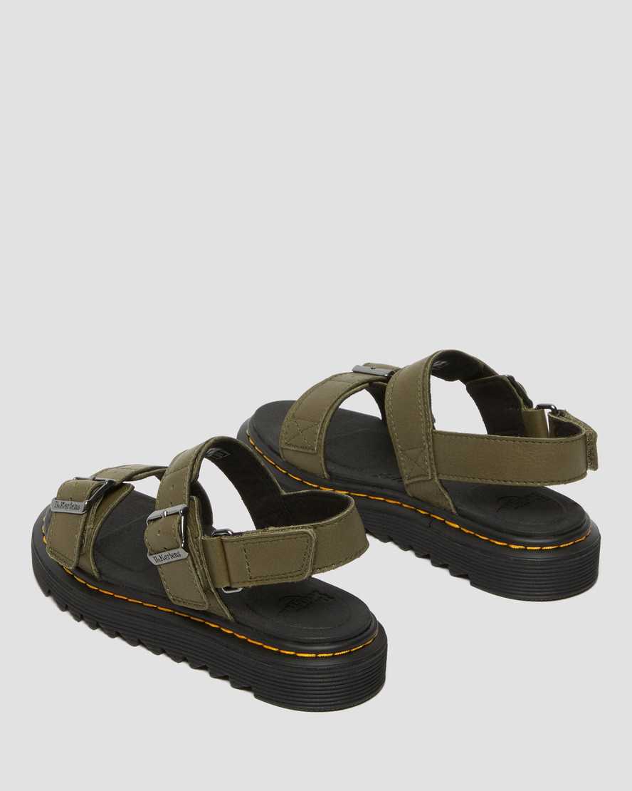 Dr Martens Junior Kyle Leather Kids' Sandals Olive | 01DSGHYVI