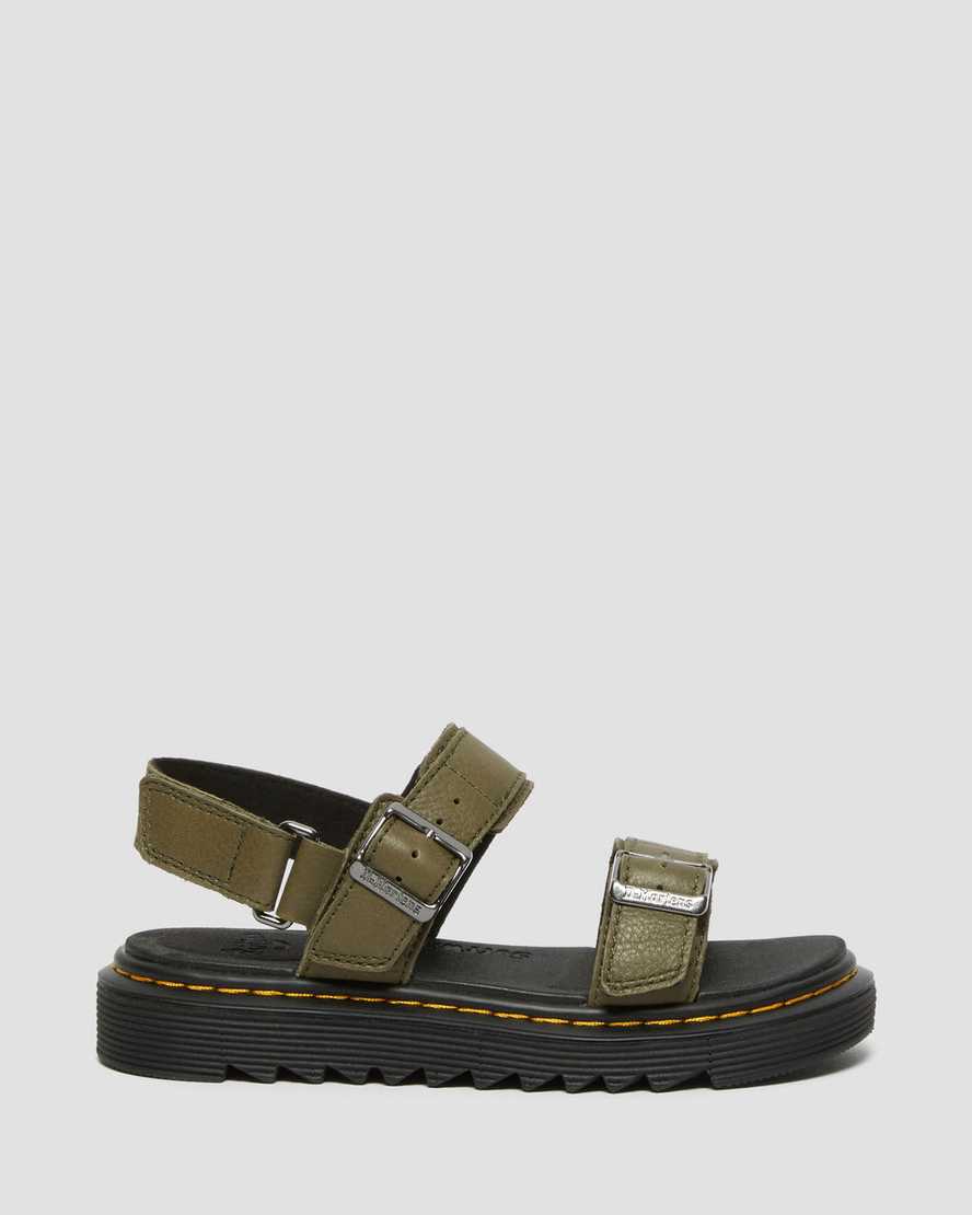 Dr Martens Junior Kyle Leather Kids' Sandals Olive | 01DSGHYVI