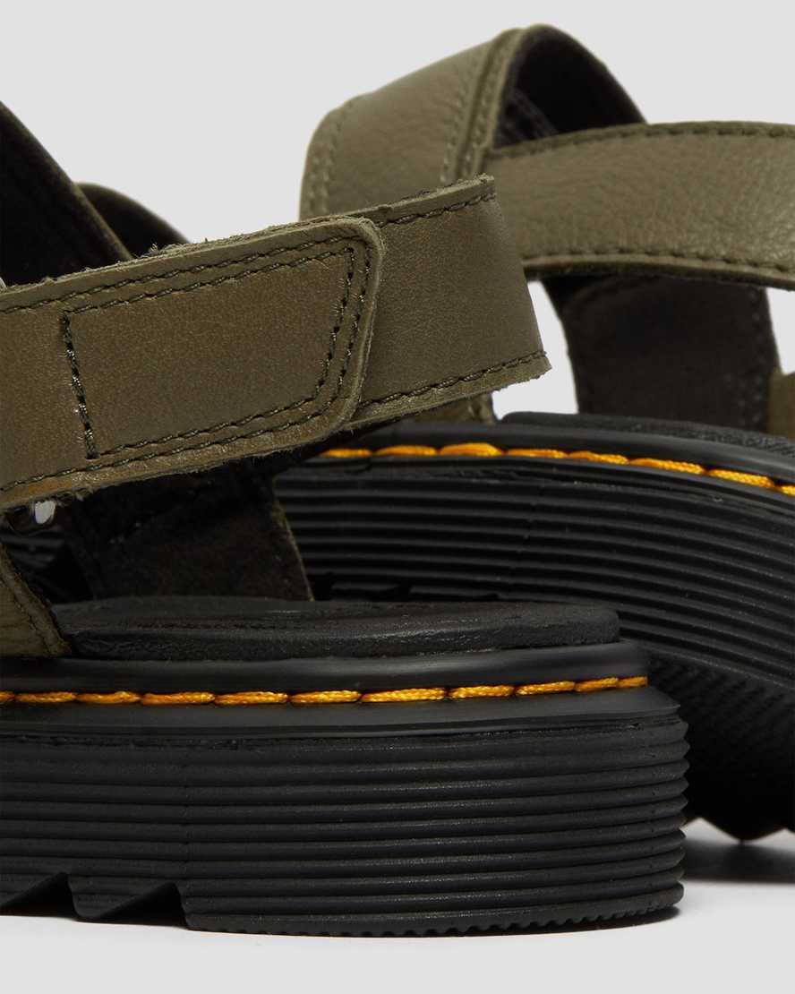 Dr Martens Junior Kyle Leather Kids' Sandals Olive | 01DSGHYVI