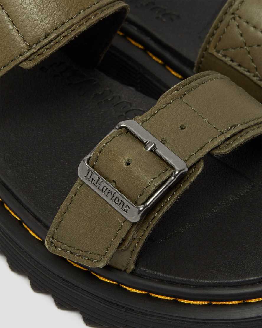 Dr Martens Junior Kyle Leather Kids' Sandals Olive | 01DSGHYVI