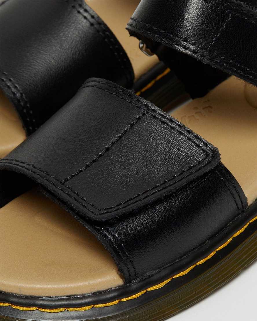 Dr Martens Junior Romi Leather Kids' Velcro Sandals Black | 17FULZBWE