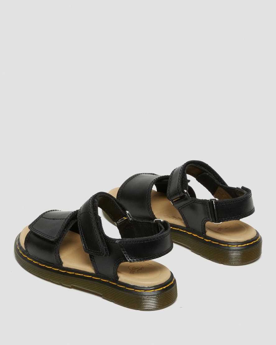 Dr Martens Junior Romi Leather Kids' Velcro Sandals Black | 17FULZBWE