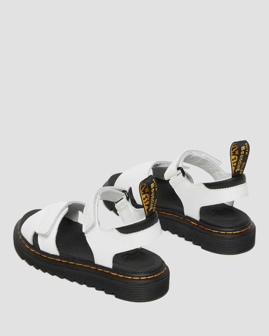 Dr Martens Junior Vossie Leather Kids' Sandals White | 87QAXLBHJ