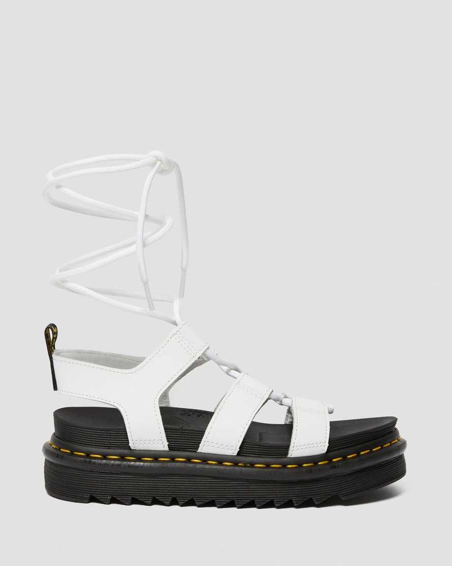 Dr Martens Nartilla Leather Women Gladiator Sandals White | 04JDPAVZM