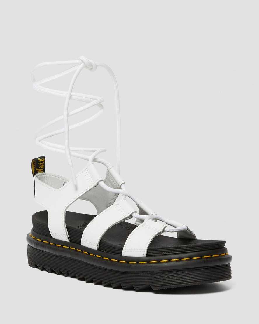 Dr Martens Nartilla Leather Women Gladiator Sandals White | 04JDPAVZM