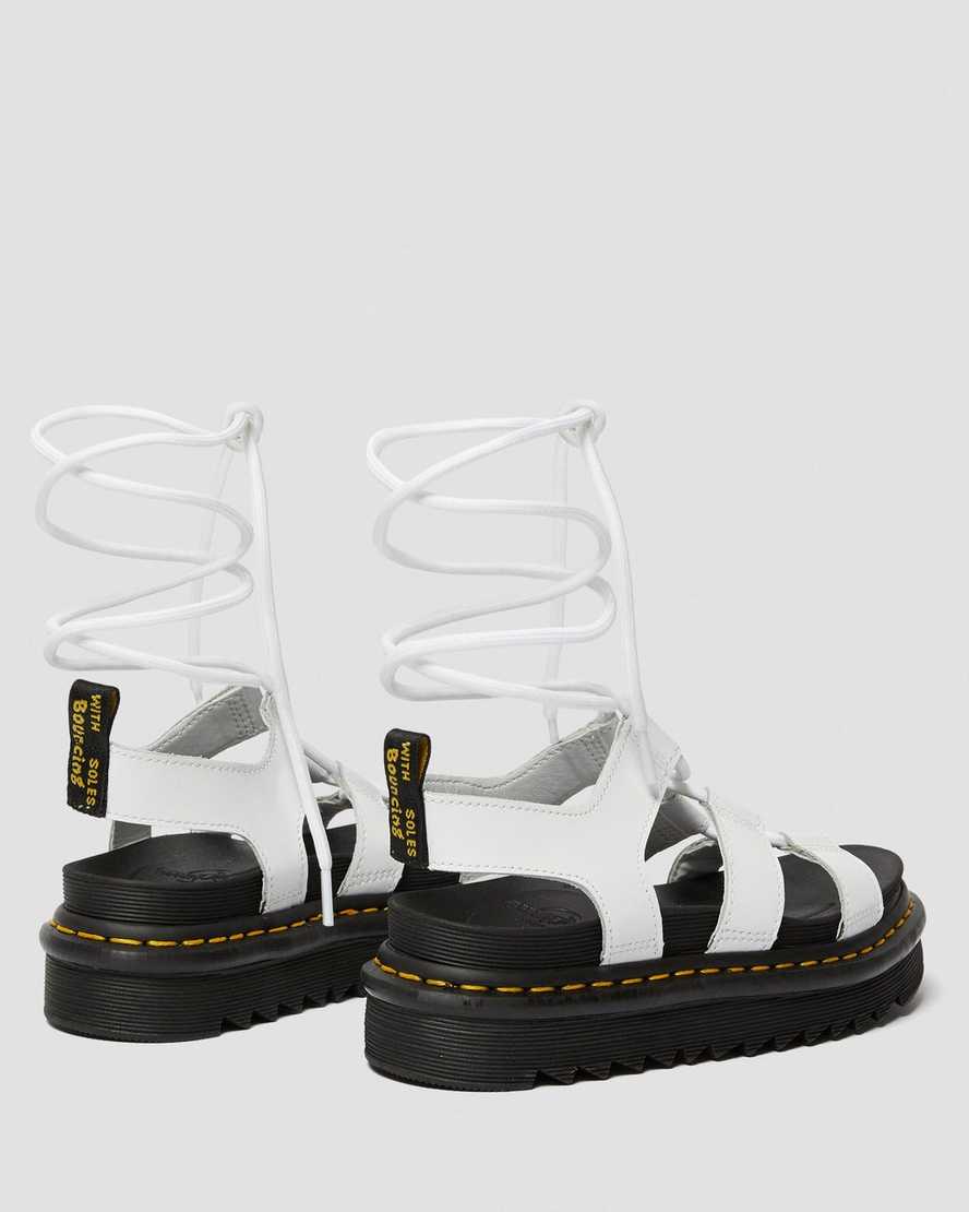 Dr Martens Nartilla Leather Women Gladiator Sandals White | 04JDPAVZM