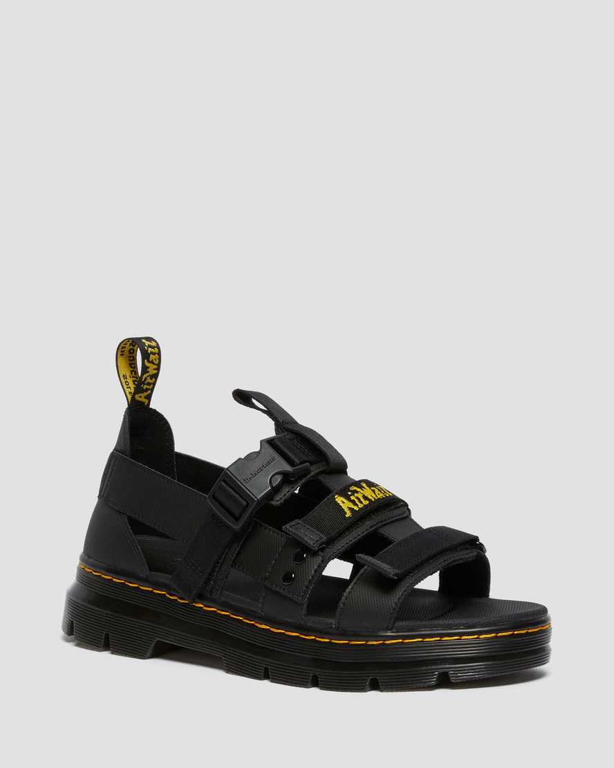 Dr Martens Pearson Women Webbing Sandals Black | 35OEXQMJI