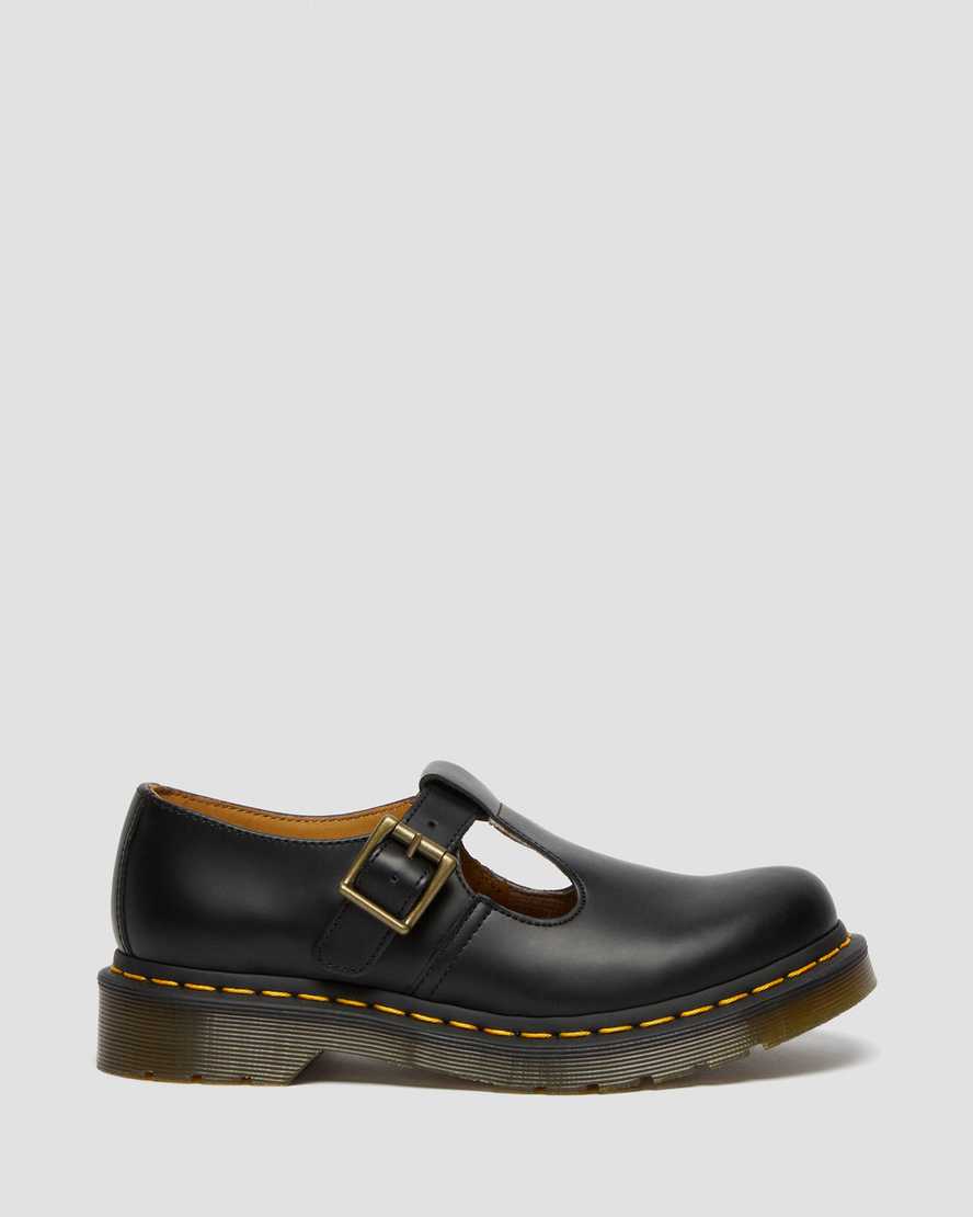 Dr Martens Polley Smooth Leather Women Mary Jane Shoes Black | 89TFCRLQG