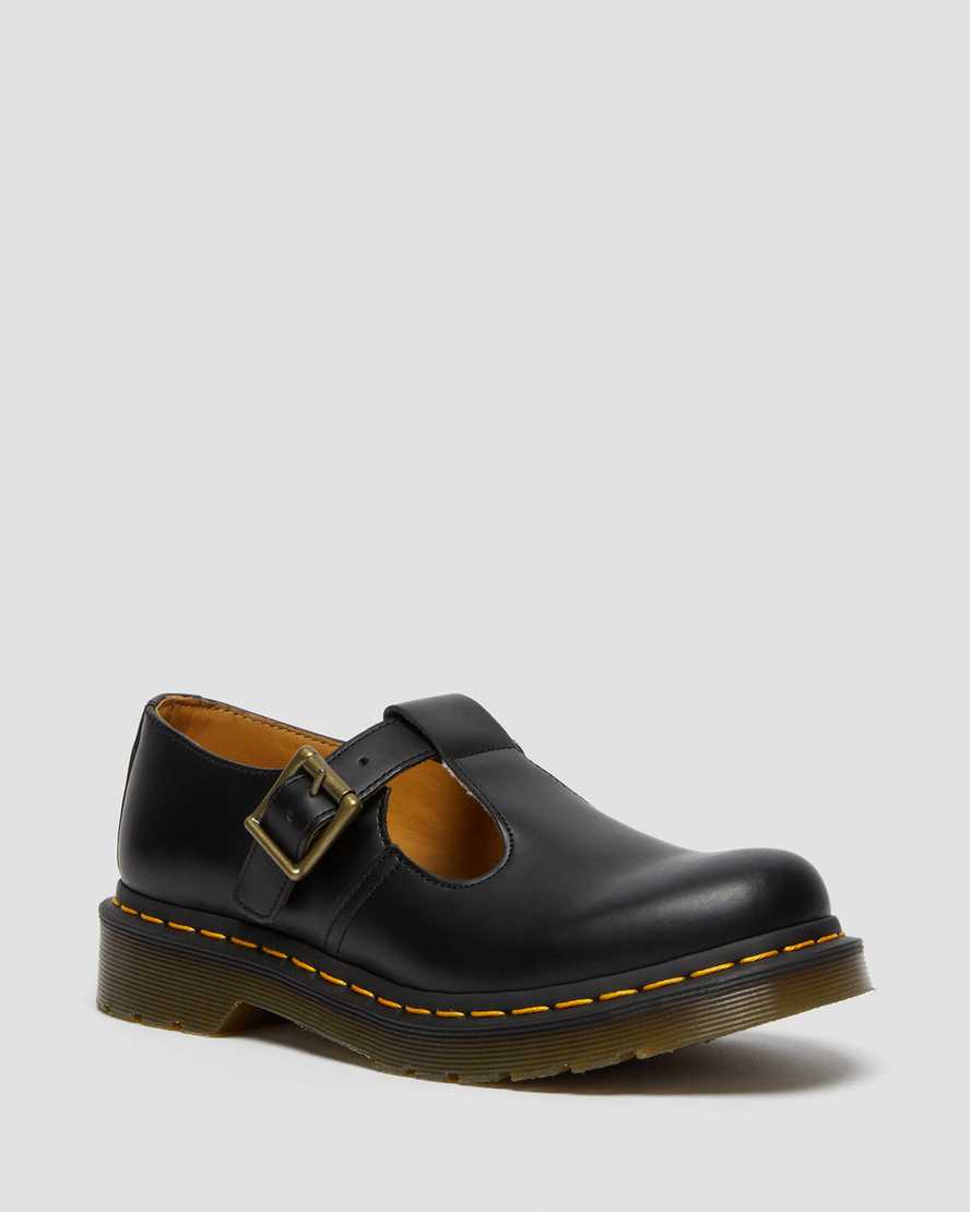 Dr Martens Polley Smooth Leather Women Mary Jane Shoes Black | 89TFCRLQG