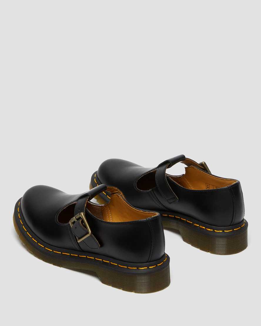 Dr Martens Polley Smooth Leather Women Mary Jane Shoes Black | 89TFCRLQG