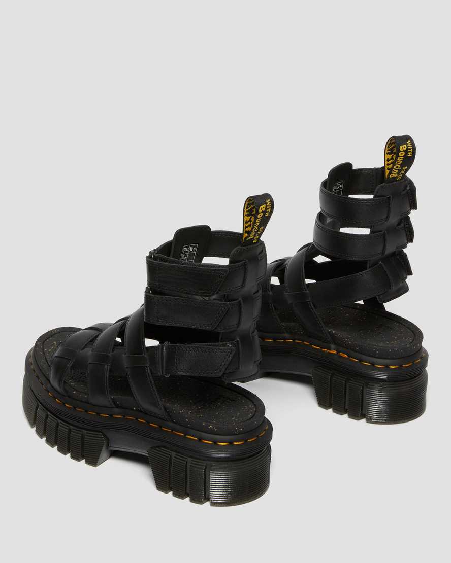 Dr Martens Ricki Nappa Lux Leather Women Platform Sandals Black | 14YOPAMEG