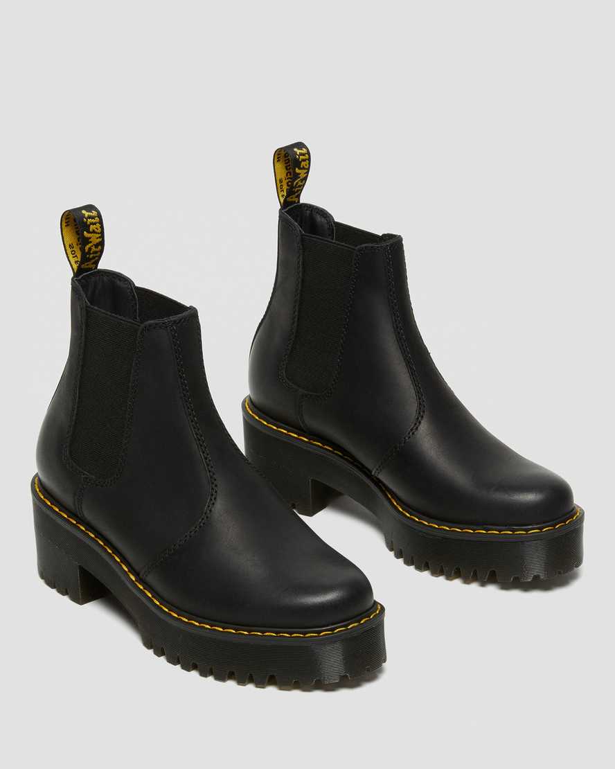 Dr Martens Rometty Wyoming Leather Women Heeled Boots Black | 93OARMCVG