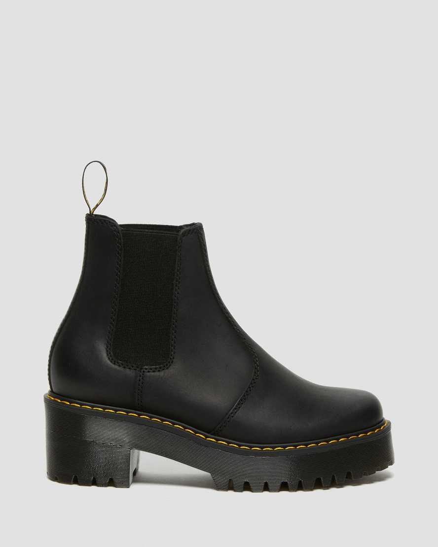 Dr Martens Rometty Wyoming Leather Women Heeled Boots Black | 93OARMCVG