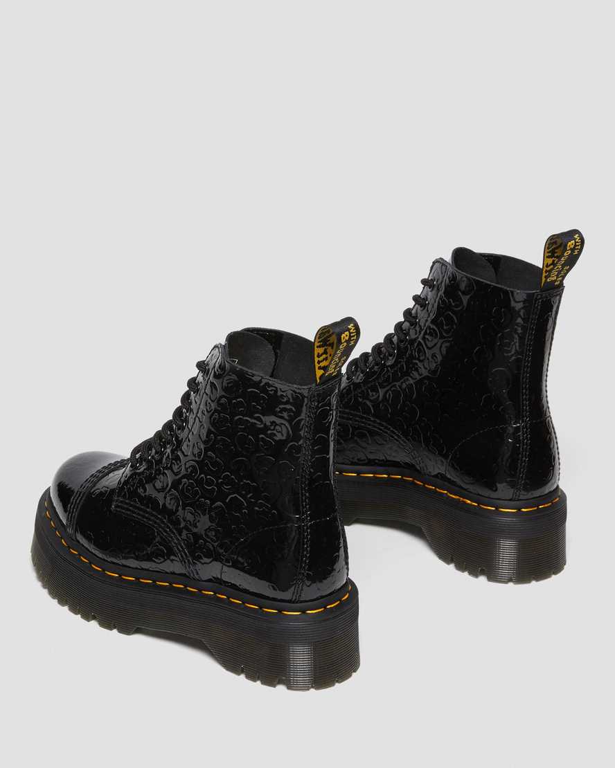 Dr Martens Sinclair Leopard Emboss Patent Leather Women Patent Boots Black | 45JDNQIAC