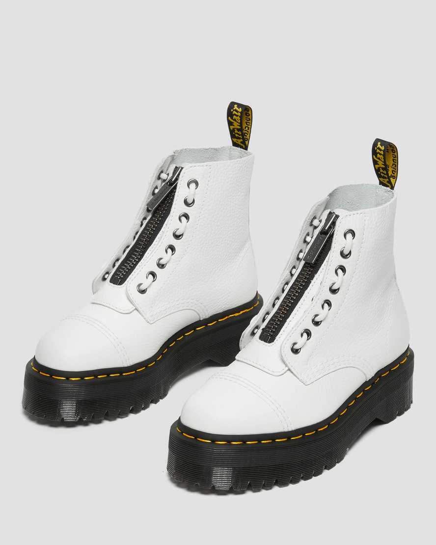 Dr Martens Sinclair Milled Nappa Leather Zip Up Women Boots White | 83HGVCLYI