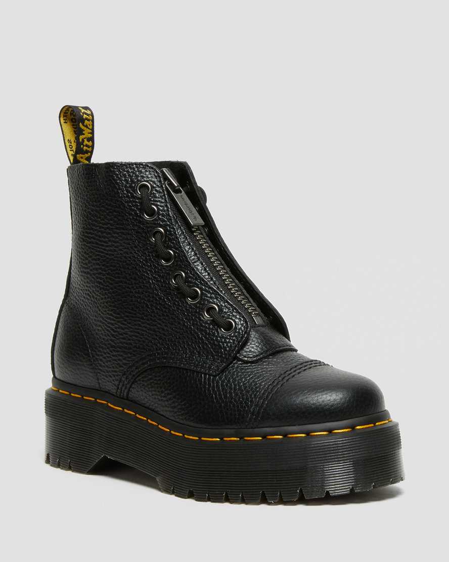 Dr Martens Sinclair Milled Nappa Leather Zip Up Women Boots Black | 24VBXFSYH